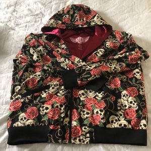 Men’s 3x rose/skull silk lined hoodie.